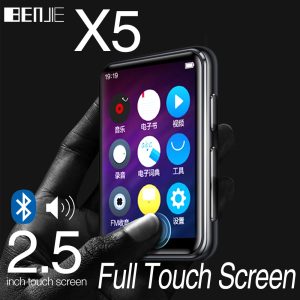 Bluetooth 5.0 MP3 Player Benjie X5 Full Touch Screen 8GB 16GB Music Player With Built-in Speaker FM Radio Recorder Video E-book