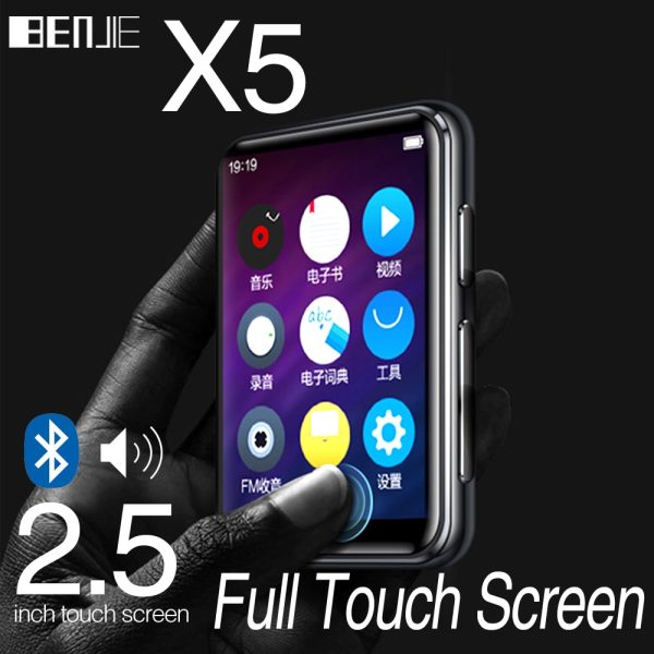 Bluetooth 5.0 MP3 Player Benjie X5 Full Touch Screen 8GB 16GB Music Player With Built-in Speaker FM Radio Recorder Video E-book